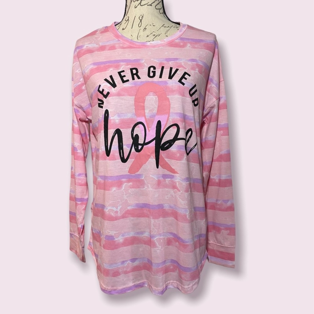 NWOT Live Breathe Fight Pink Long Sleeve Shirt Size L